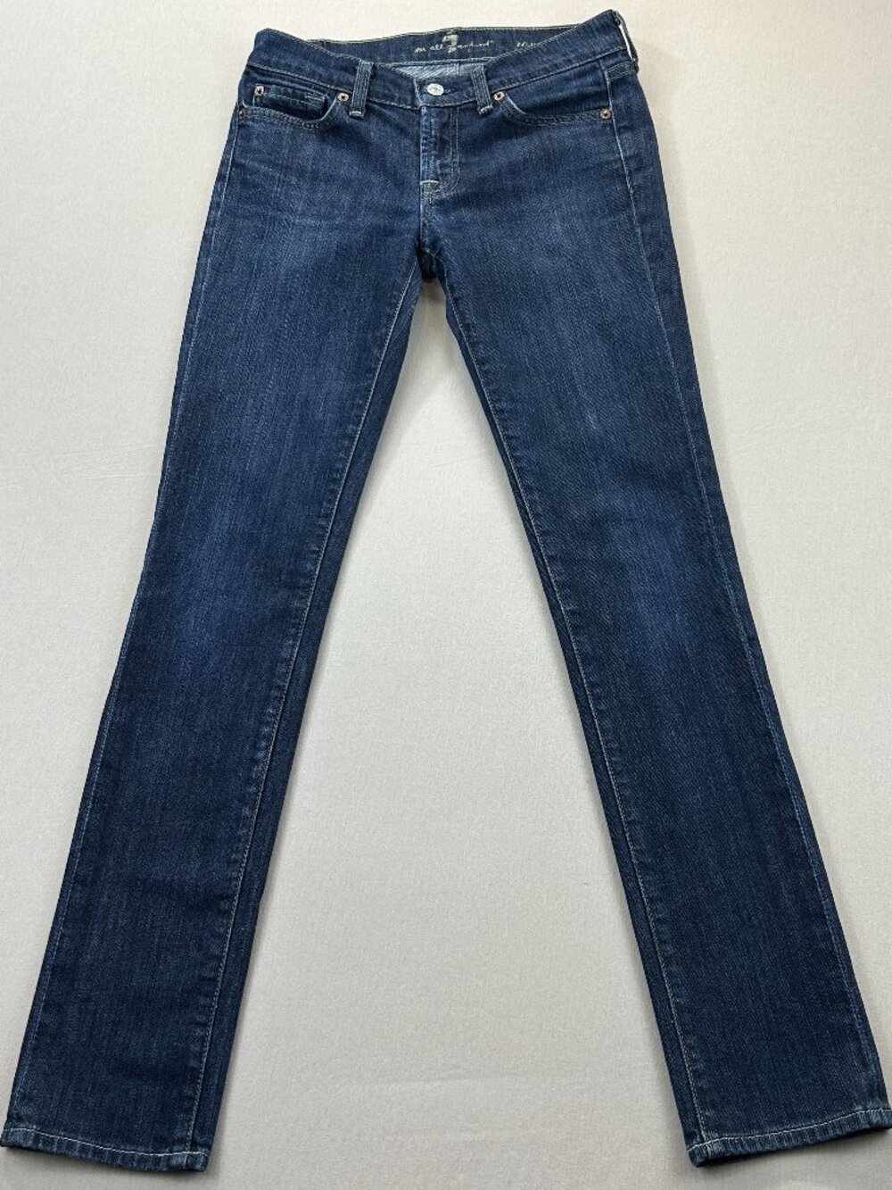 7 For All Roxanne Skinny Jeans Womens Size 26 Blue Denim Low Rise Stretch